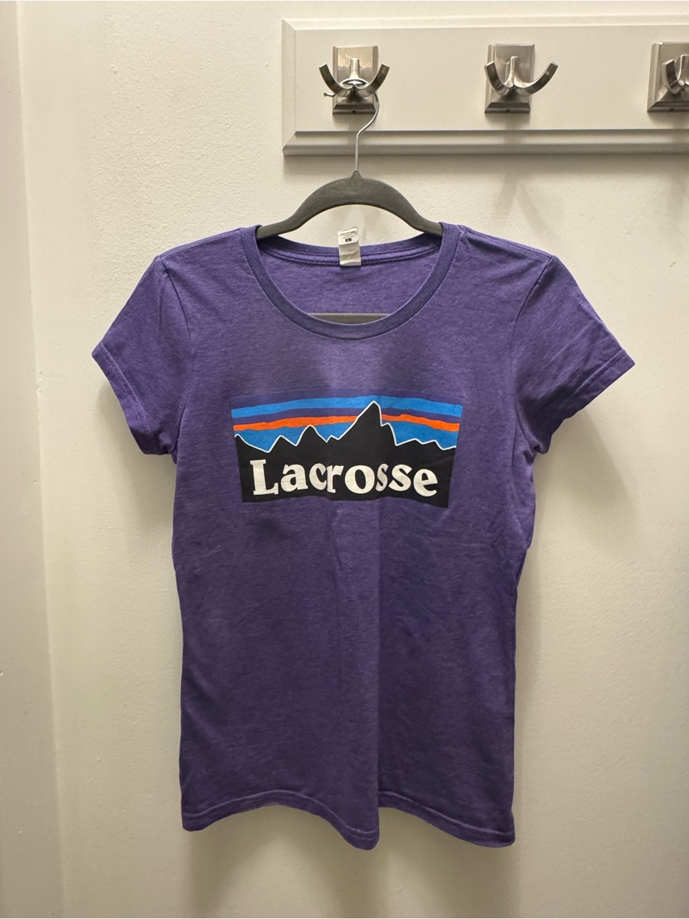 Purple Graphic Tee with Blue and Orange Accents